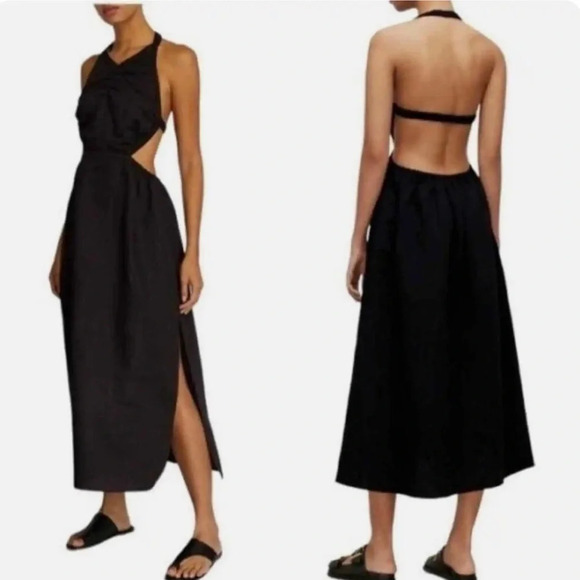 All Saints Women’s Ludo Cutout Halter Maxi Dress Black US 4 NWT Quiet Luxury - Picture 1 of 8
